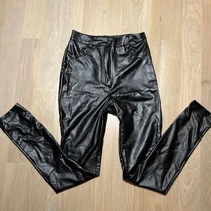 High waisted faux leather pants